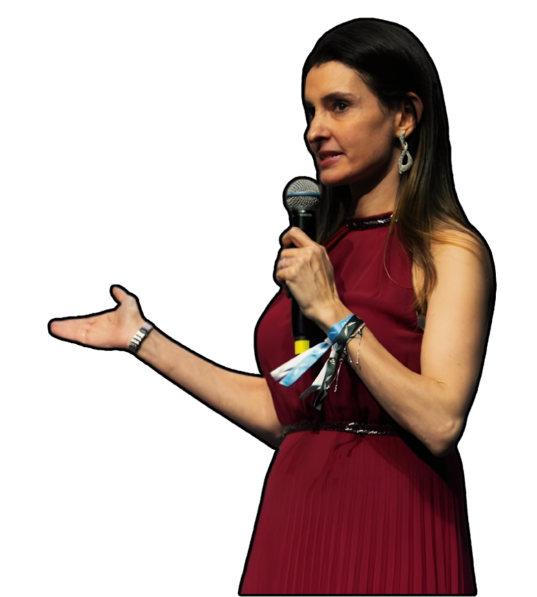 Natalie Weintraub falando ao microfone